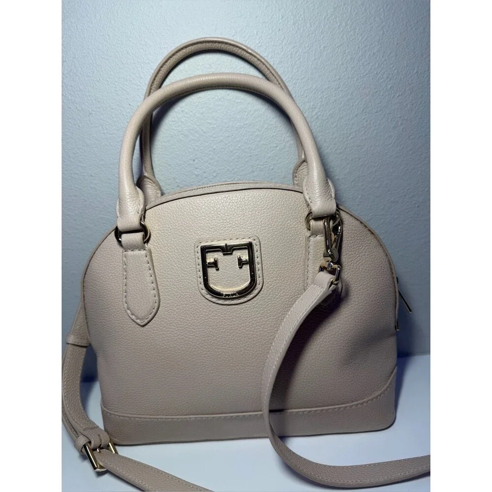 Furla Pebbled Dome Satchel in Pink/Beige